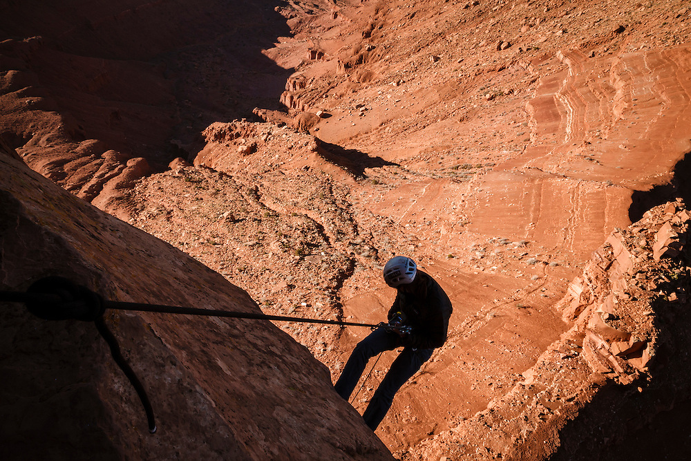 Julia Geisler rappels Casteton Tower.