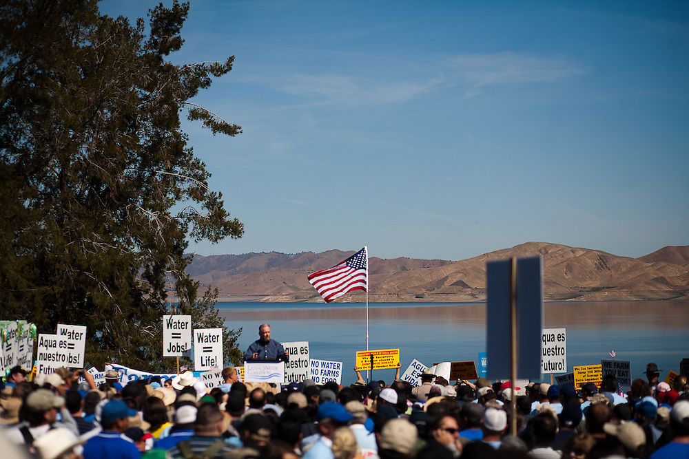 Thousands of farmers, farmworkers, buisnessmen and other demonstraters participated in the final day of the March for Water in the San Joaquin Valley. The four day, 50 mile march culminated on April 17 with a rally at San Luis Reservoir. It began in Mendota, where drought has devestated the farming industry and led to 40% documented unemployment.