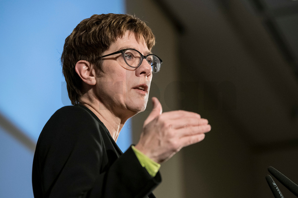 14 JAN 2019, BERLIN/GERMANY:<br />
Annegret Kramp-Karrenbauer, CDU Bundesvorsitzende, haelt eine Rede, Veranstaltung der Konrad-Adenauer-Stiftung, KAS, "Frauenpolitik - Auftrag fuer morgen!", Sheraton Hotel <br />
IMAGE: 20190114-01-037