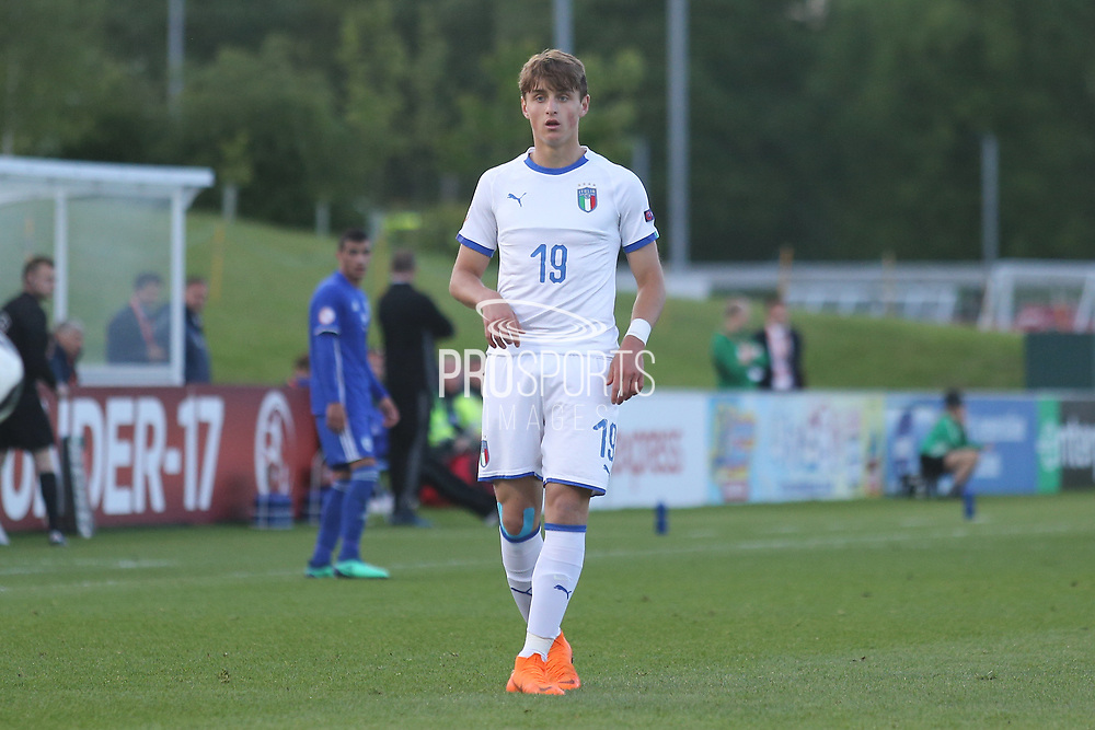 Lorenzo Colombo of of Italy (19) during the UEFA European Under 17 Championship 2018 match between Israel and Italy at St George's Park National Football Centre, Burton-Upon-Trent, United Kingdom on 10 May 2018. Picture by Mick Haynes.