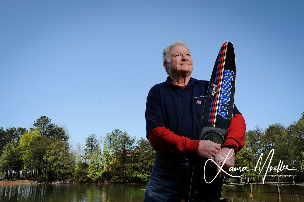20120412 Donnie Oehler built his log cabin from a kit on the Lake Norman property that's been in his family since 1963. For his 60th birthday he waterskied standing on his head on a circular board. His 70th is this May 28th, Memorial Day weekend. <br />
www.lauramuellerphotography.com<br />
photo by Laura Mueller