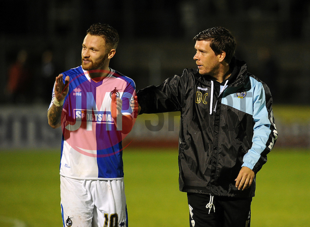 Bristol Rovers Manager Darrell Clarke with goalscorer Matty Taylor - Mandatory byline: Neil Brookman/JMP - 07966 386802 - 06/10/2015 - FOOTBALL - Memorial Stadium - Bristol, England - Bristol Rovers v Wycombe Wanderers - JPT Trophy