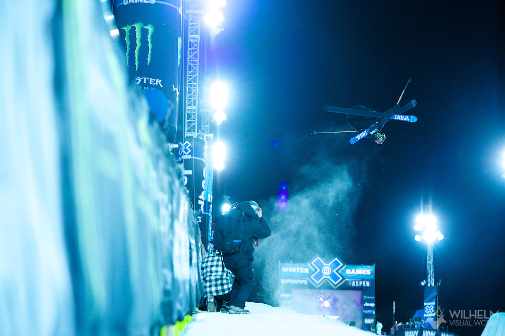 David Wise during Ski Pipe Finals at 2014 X Games Aspen at Buttermilk Mountain in Aspen, CO. ©Brett Wilhelm/ESPN
