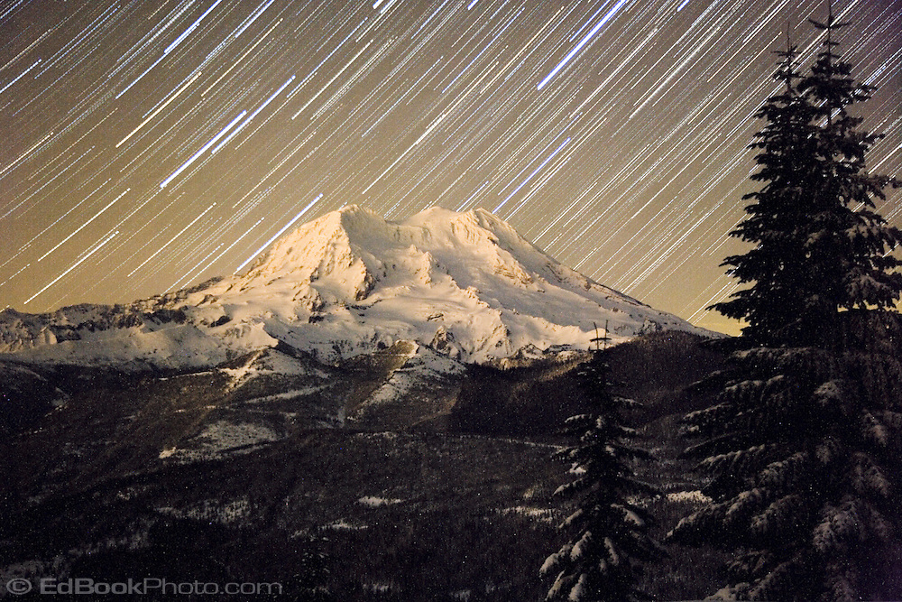 Mount Rainier startracks as viewed from the west along the Puyallup Ridge Trail, Mount Tahoma Trails, Ashford, WA, USA