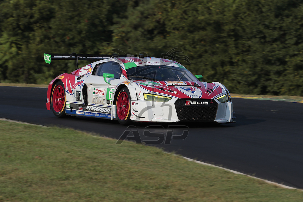 Alton, VA - Aug 27, 2016: The Stevenson Motorsports Audi races through the turns at the Michelin GT Challenge at VIR at Virginia International Raceway in Alton, VA.