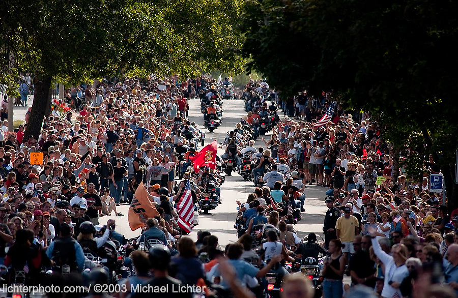 Coming Home - the Harley 100th. Milwaukee, WI. 2003<br />
<br />
Limited Edition Print from an edition of 30. Photo ©2003 Michael Lichter.