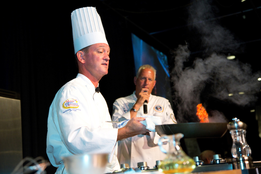 Chefs demonstrate the preparation of a wide variety of recipes at the Atlantic City Food and Wine Festival Grand Market. The Grand Market is a public trade show featuring culinary demonstrations by some of the nation's Top Chefs. Guest can visit and sample the products from over one hundred food-related vendors from around the county. The Grand Market is held at Bally's Casino on the Boardwalk.