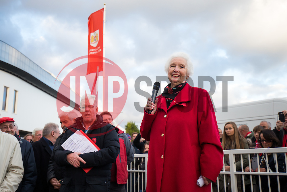 Statue of Bristol City legend John Atyeo is unveiled with the help of Marina Dolman at the redeveloped Ashton Gate - Rogan Thomson/JMP - 05/11/2016 - FOOTBALL - Ashton Gate Stadium - Bristol, England - Bristol City v Brighton & Hove Albion - Sky Bet Championship.