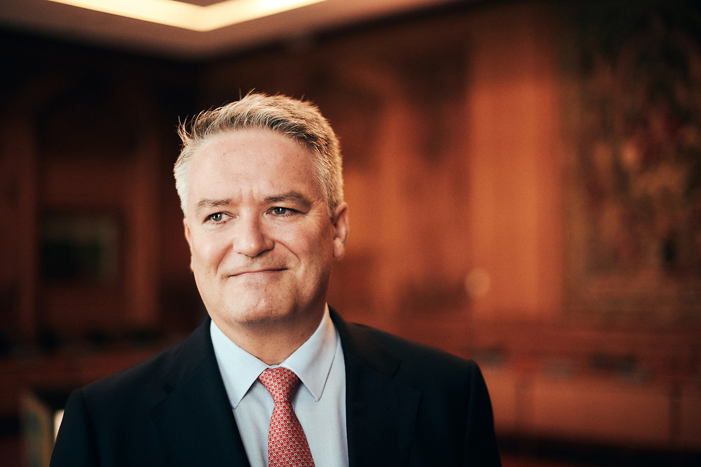 Mathias Cormann, Secretary-General of the Organisation for Economic Co-operation and Development (OECD), posing in the General Assembly room. Paris, France. September 3, 2021.