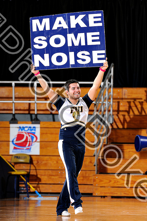 2012 February 11 - FIU's Cheerleaders performing for the Golden Panther fans at the U.S. Century Bank Arena, Miami, Florida. (Photo by: www.photobokeh.com / Alex J. Hernandez) 1/250 f/5.6 ISO400 300mm