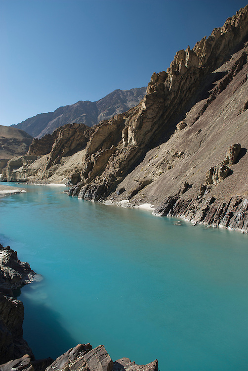 Often raging with glacial melt the Zanskar River becomes calm and tranquil in the Fall. By winter is will be frozen and is the major route from Ladakh to the Zanskar Valley. A road is being blasted along the route and should be completed in just a few years.