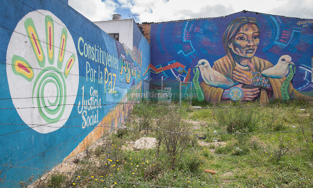 Graffitis und Street Art in Bogota / 230916<br />
<br />
*** <br />
<br />
Street art and sprayed slogans in the Colombian capital Bogota, Colombia, September 23, 2016 ***